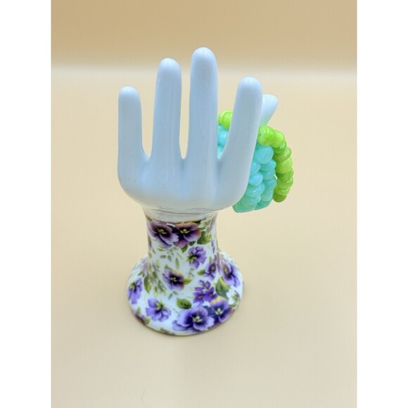 Chunky Beaded Stretch Bracelet - Lime Green & Aqua Blue Stones Boho Jewelry - Picture 7 of 7